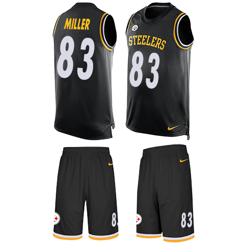 Men's Limited Heath Miller Nike Jersey Black - #83 Tank Top Suit NFL Pittsburgh Steelers